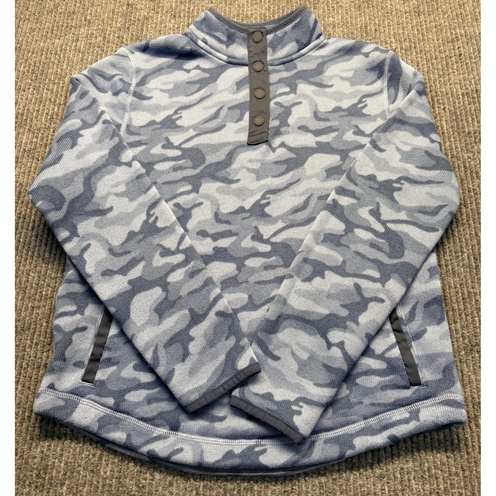 Vineyard Vines Girls XL 16 Blue Camo Shep Shirt Fleece Quarter Snap Pullover